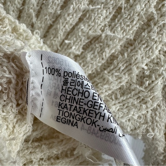 Zara Sweater Cropped Cream Cut Out Streetwear Indie Knit Ribbed Casual Medium - Picture 7 of 8